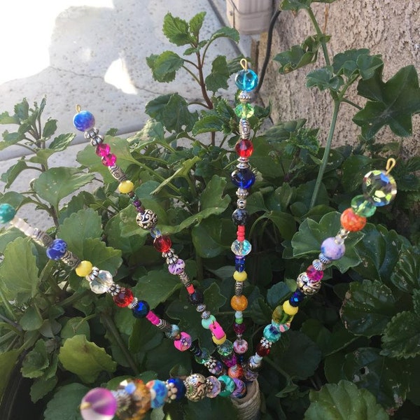 Garden Sparklers (13 inches), Beaded Garden Art, Jeweled Stems, Garden Jewels, Garden Decoration