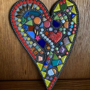 Happy Heart, Mosaic Wall Plaque, Mosaic Heart
