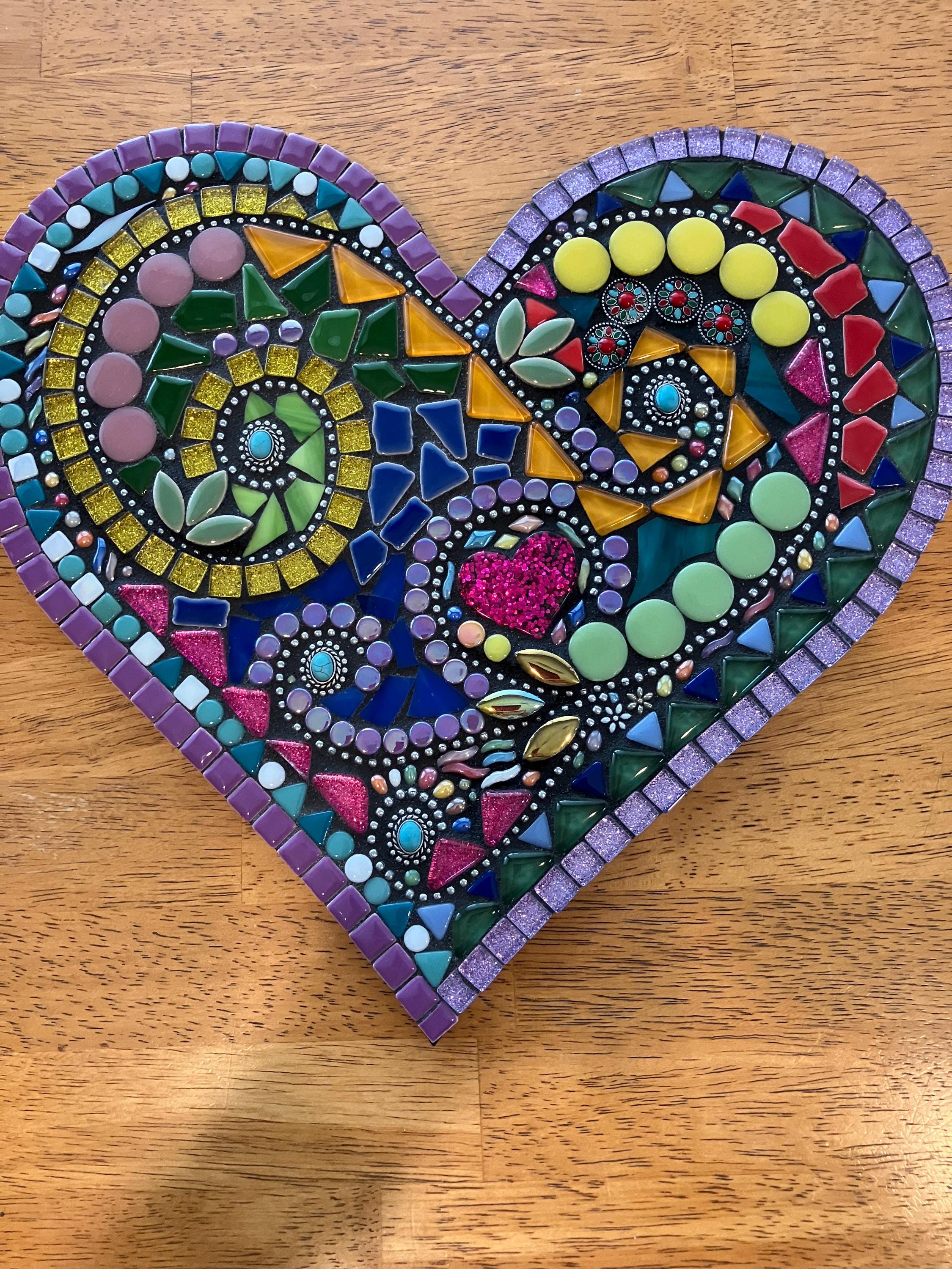 Large 12” wall heart. Mosaic heart plaque.
