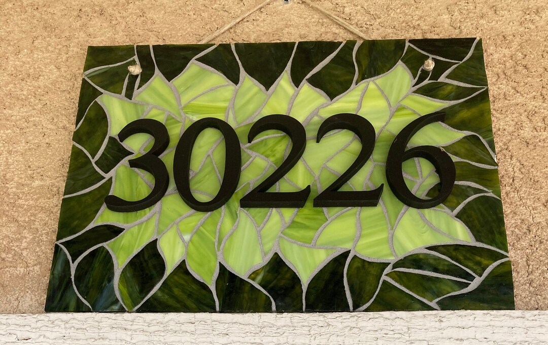 Custom Mosaic Address Number Plaque Stained Glass House Etsy