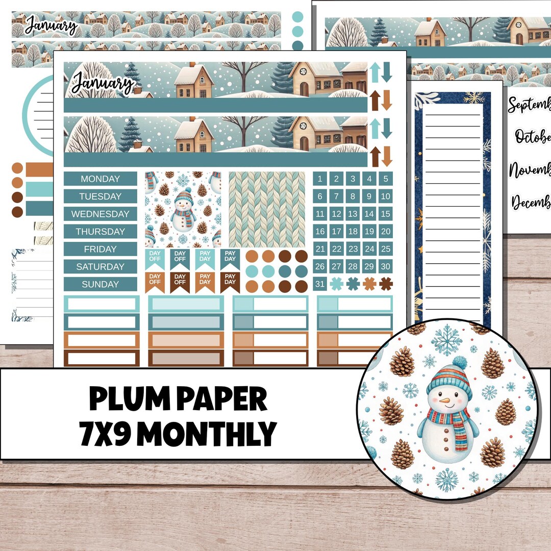 KIT 100 | Snowy Days - Plum Paper 7x9 Monthly Planner | January - Any ...