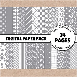 Grågrått 12 x 12 utskrivbart sömlöst mönster digitalt scrapbookpapper för kommersiellt bruk