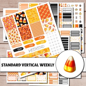 Candy Corn | Vertical Weekly Planner Sticker Kit | Planner Stickers