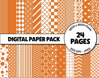 Orange 12 x 12 Printable Seamless Pattern Digital Scrapbook Craft Paper Commercial Use