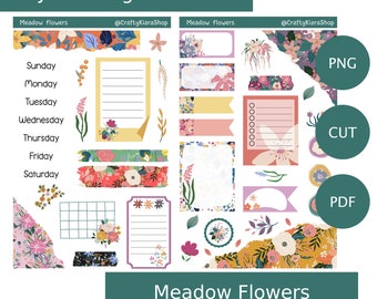 Meadow Flowers - Journaling Sticker Set, Bullet Journal, Decorative Stickers, Printable Sticker Sheets