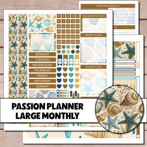 KIT 110 | Sea Shells - Passion Planner Large Monthly | June - Any Month | Digital Download | 2026