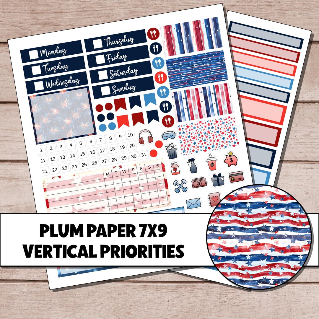 KIT 112 | Stars and Stripes - Plum Paper 7x9 Vertical Priorities Weekly ...