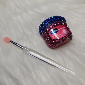 Hand-bedazzled Rhinestone Vaseline Rosy Lips Lip Balm with Applicator