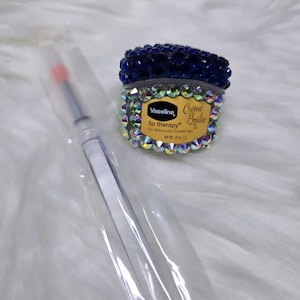 Hand-bedazzled Bling Crème Brûlée Vaseline Lip Balm with Applicator