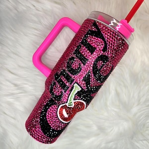 Cherry Cola Becher, Cola Cup, Strasssteine, Bling Crystal Cup, Tasse mit Strohhalm, Quencher Dupe, Bling Cup, Bedazzled Cup, Cola Cup, 40oz Tasse