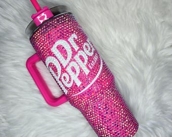 Bling Dr Pepper Tumbler: Rhinestone Crystal Cup, Quencher Style