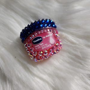 Blinged Rosy Lips Vaseline: Rhinestone Bedazzled Lip Balm