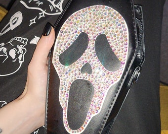 Doodskist schoudertas, Scream Movie Bag, Ghost Face Bag, Ghostface Bag, Horror Bag, Spooky Bag, Halloween Bag, Bling Bag, Strass Tas