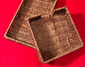 Woven Basket Vanity Trays/Small Jewelry Vanity tray