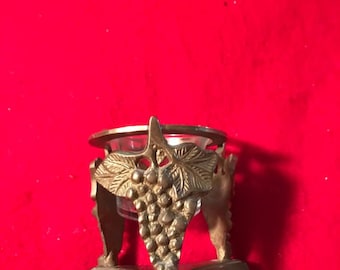 Heavy Metel Grape Vine Stand Candle Holder/Cut Glass Pillar Votive Cup