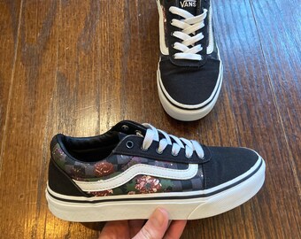 checkered flower vans