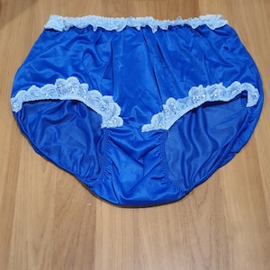Sissy Panties for Men – 3XL High Waist Nylon Briefs with Lace Trim | Handmade Crossdresser Lingerie | Plus Size Feminine Underwear