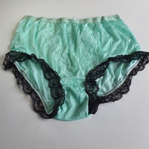 Sissy Nylon Vintage Panties – Crossdresser High Waist Briefs with Black Lace – Handmade MTF Lingerie for Men XXL Underwear