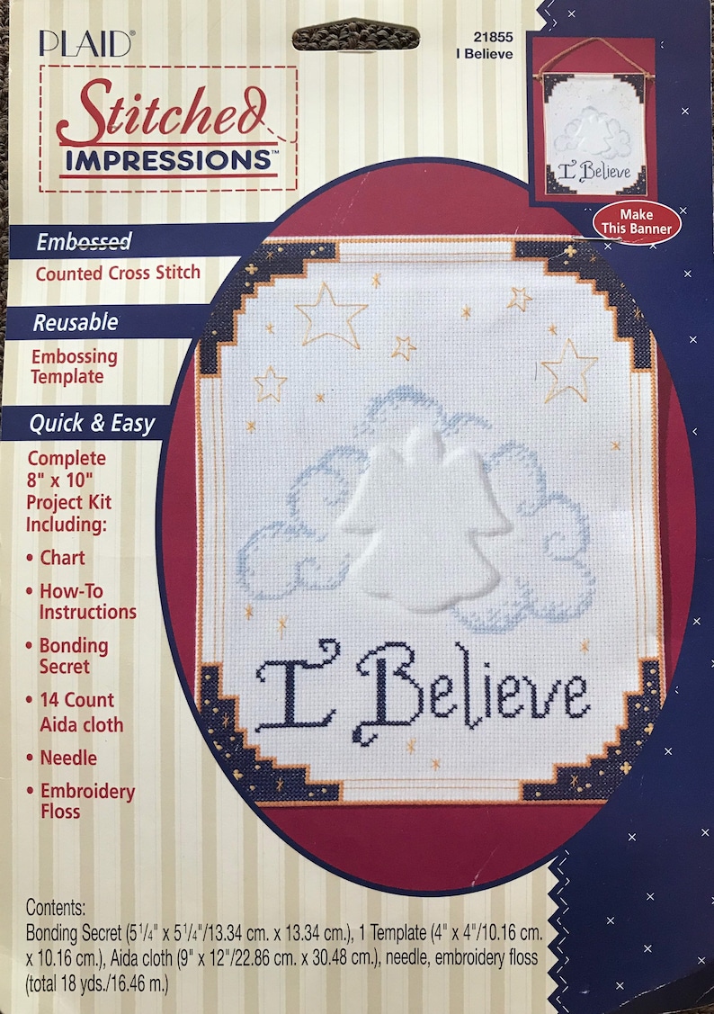 Plaid Stitched Impressions I Believe Angel Counted Stitch Kit