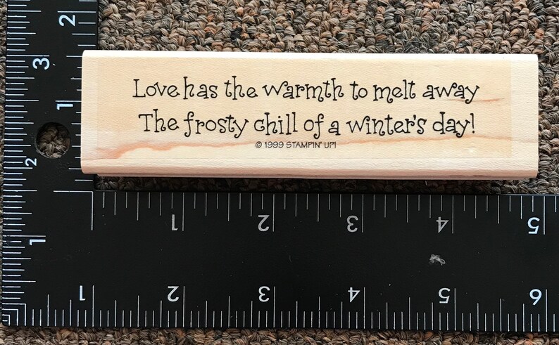 Vintage Retired Love Melts Winter Saying Rubber Stamp