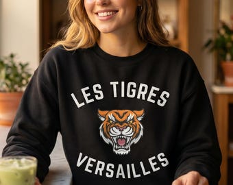 Les Tigres Versailles Sweatshirt, Trendy Tiger Crewneck, Vintage French Style Sweater, Chic Animal Graphic Gift