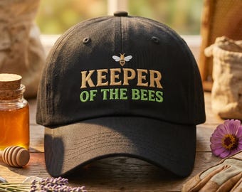 Keeper Of The Bees Hat, Beekeeper Dad Cap, Apiarist Gift, Save The Bees Baseball Hat, Gardening Apparel, Nature Enthusiast Cap