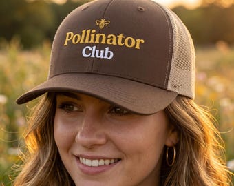 Pollinator Club Hat, Save The Bees Cap, Gardening Trucker Cap, Beekeeper Gift, Environmentalist Cap, Nature Lover Apparel