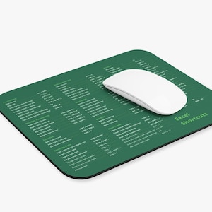 Excel Mouse Pad, Excel Shortcut Mousepad, Accountant Office Green Mouse Pad, CPA, Tax Prep, Coworker Gift