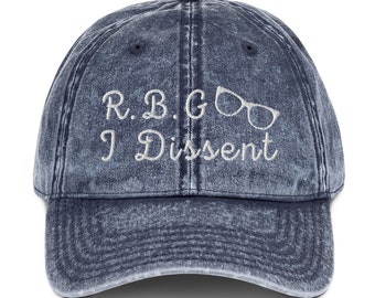 RBG Ruth Bader Ginsburg Vintage Distressed Cotton Unstructured Baseball Hat Gifts for her When There Are Nine embroidered Cap feminist Hat