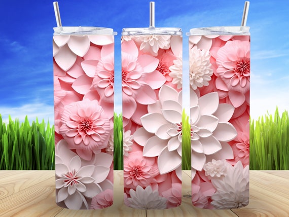 20oz pink and white daisy Tumbler