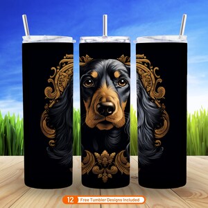 Dachshund 3D Tumbler Wrap 20 oz Skinny Tumbler Sublimation Design Seamless 3D Doxie Mom 20 & 30oz Digital Download PNG