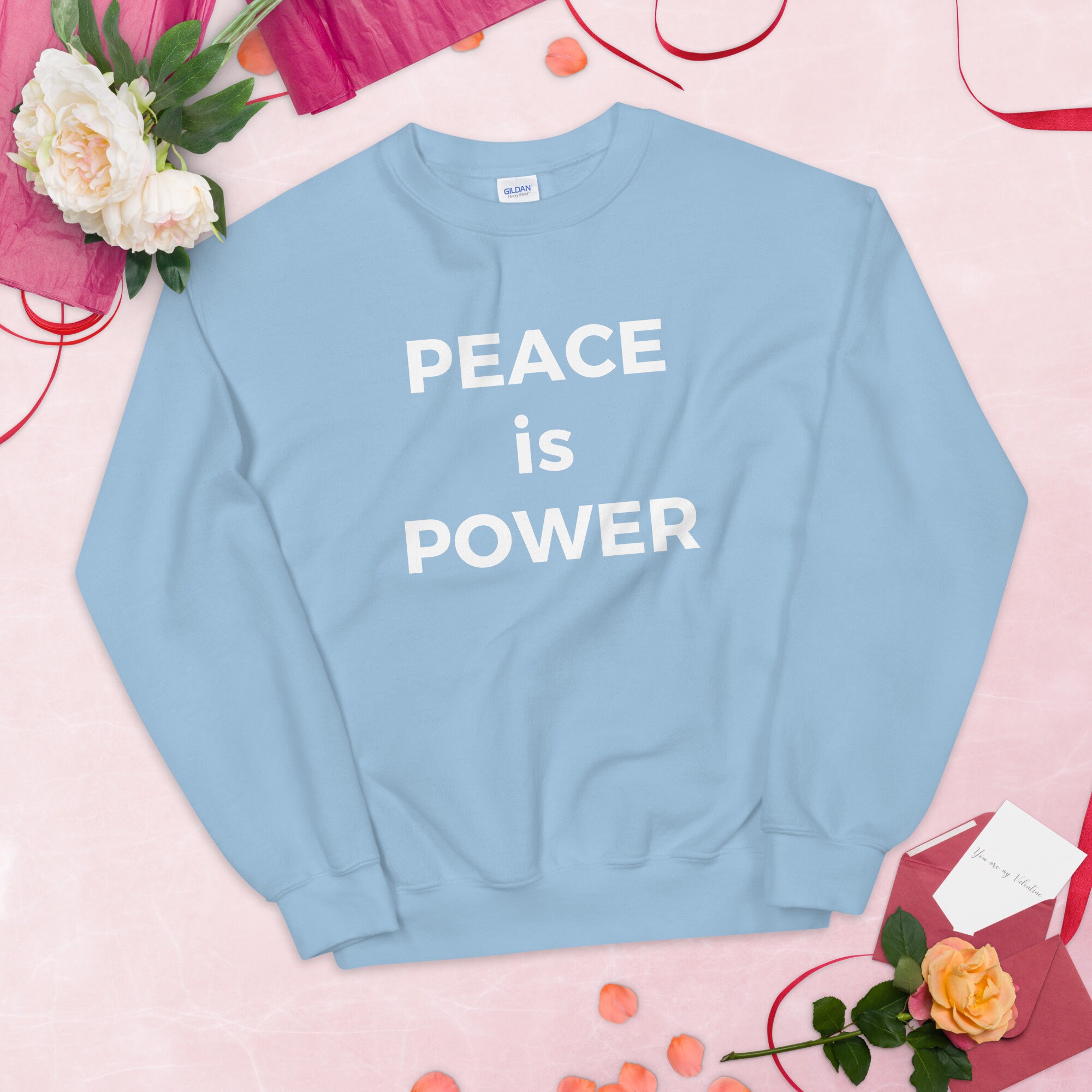 Peace is Power Sweatshirt, Trendy Activist Crewneck, Minimalist 