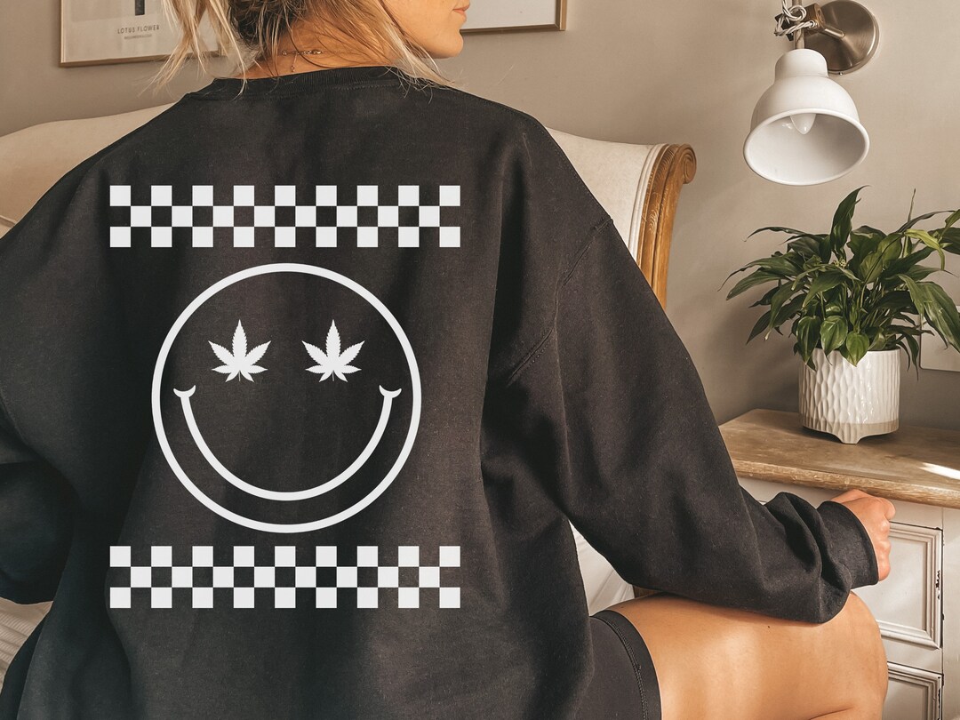 Smiley Face Sweatshirt 420 Weed Sweatshirt Cannabis Shirt - Etsy