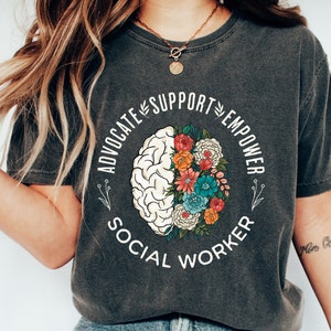 Social Worker Wildflower Comfort Colors Shirt School Psychologist Teacher Shirt Mental Health Therapist Shirt Inspirational Retro School Tee