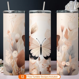 Boho Butterfly Abstract Art 20 oz Skinny Tumbler Sublimación Diseño Descarga digital PNG Boho Fall Butterfly Tumbler Wrap