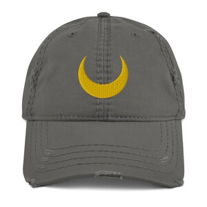 Anime Moon Hat, Black Lady Distressed Dad Hat, Moon Costume Cap image 3