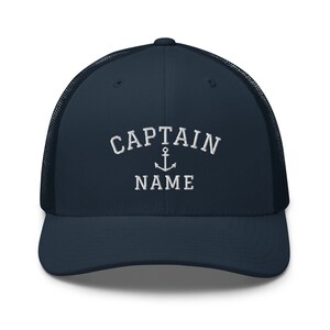 Personalized Captain Hat, Custom Baseball Cap, Nautical Trucker Cap, Embroidered Sailor Hat, Fun Gift For Sailing