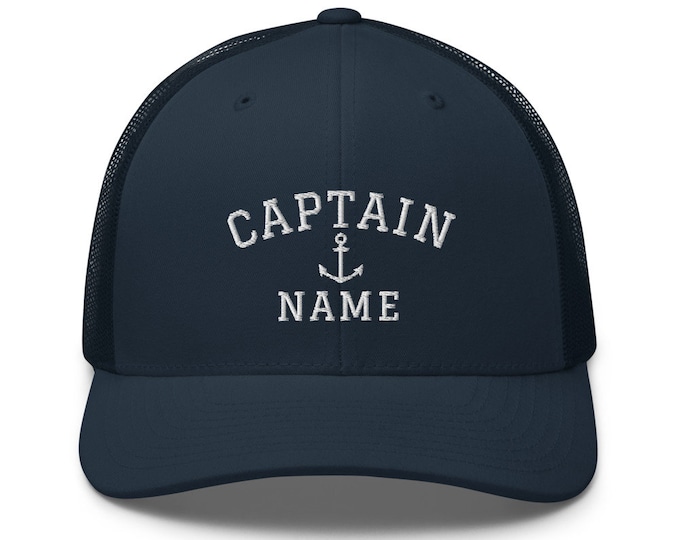 Personalized Captain Hat, Custom Baseball Cap, Nautical Trucker Cap, Embroidered Sailor Hat, Fun Gift For Sailing