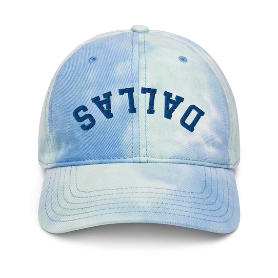 Upside Down Dallas Tie Dye Hat, Inverted Dallas Embroidered Hat