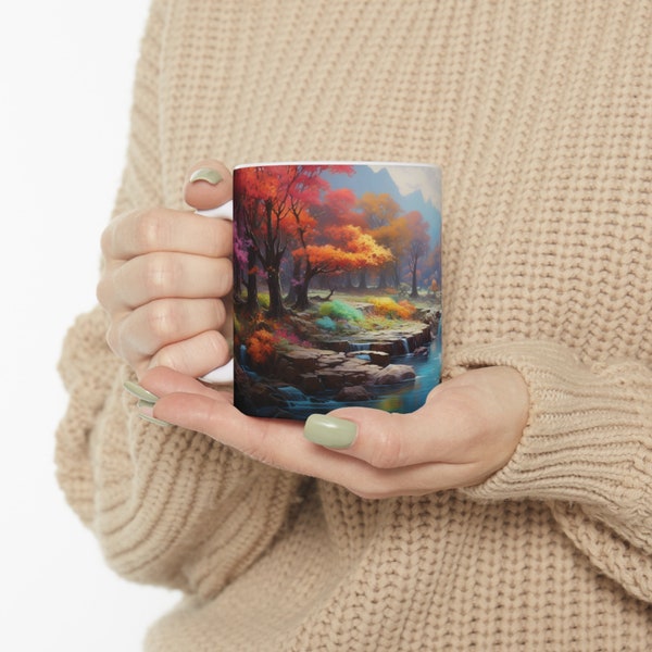 Autumn Fall Vibes Mug Design, Fall Forest Digital PNG Download, Ideal for 11oz & 15oz Mugs, Unique Gift for Coffee Lovers