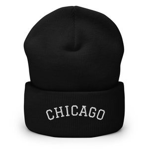 Chicago Cuffed Beanie, Chicago Hat, Chicago gifts, Chicago Embroidered Hat, Knit Hat