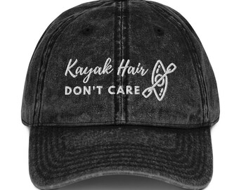 Kayak Hair Don't Care Hat, Women's Kayaking Hat, Kayak Vintage Cotton Twill Cap, Kayak Gift