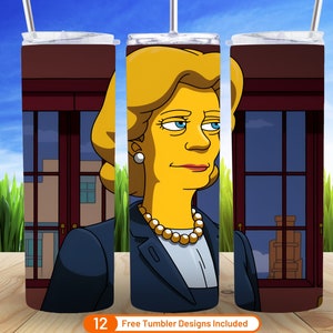 3D Tumbler Wrap Funny Cartoon Hillary Clinton Art 20 oz Skinny Tumbler Caricature Sublimation Design Digital Download PNG