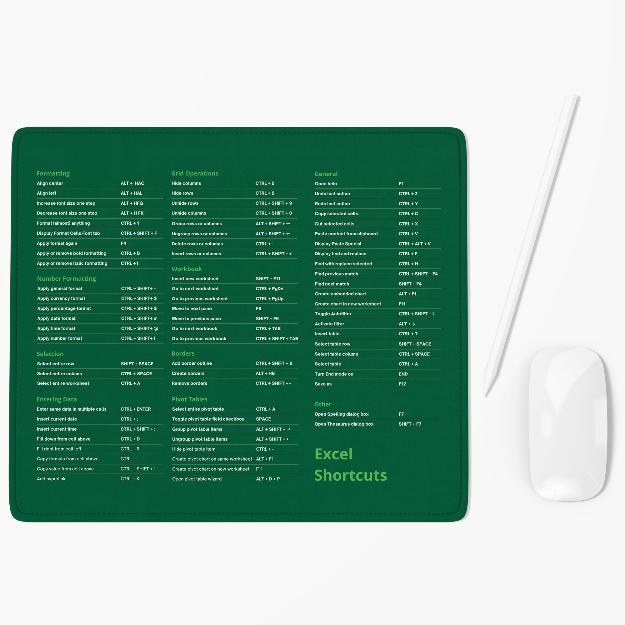 Amazon.com: Excel Shortcut Keys Mouse Pad - Extended Large