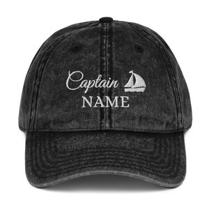 Personalized Captain Hat, Custom Baseball Cap, Nautical Vintage Cotton Twill Cap, Embroidered Sailor Hat, Fun Gift For Sailing