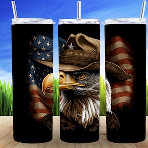USA Patriotic Eagle Flag 20 oz Skinny Tumbler Sublimation Design Digital Download PNG United States Eagle 4th July 20oz Tumbler Png Art