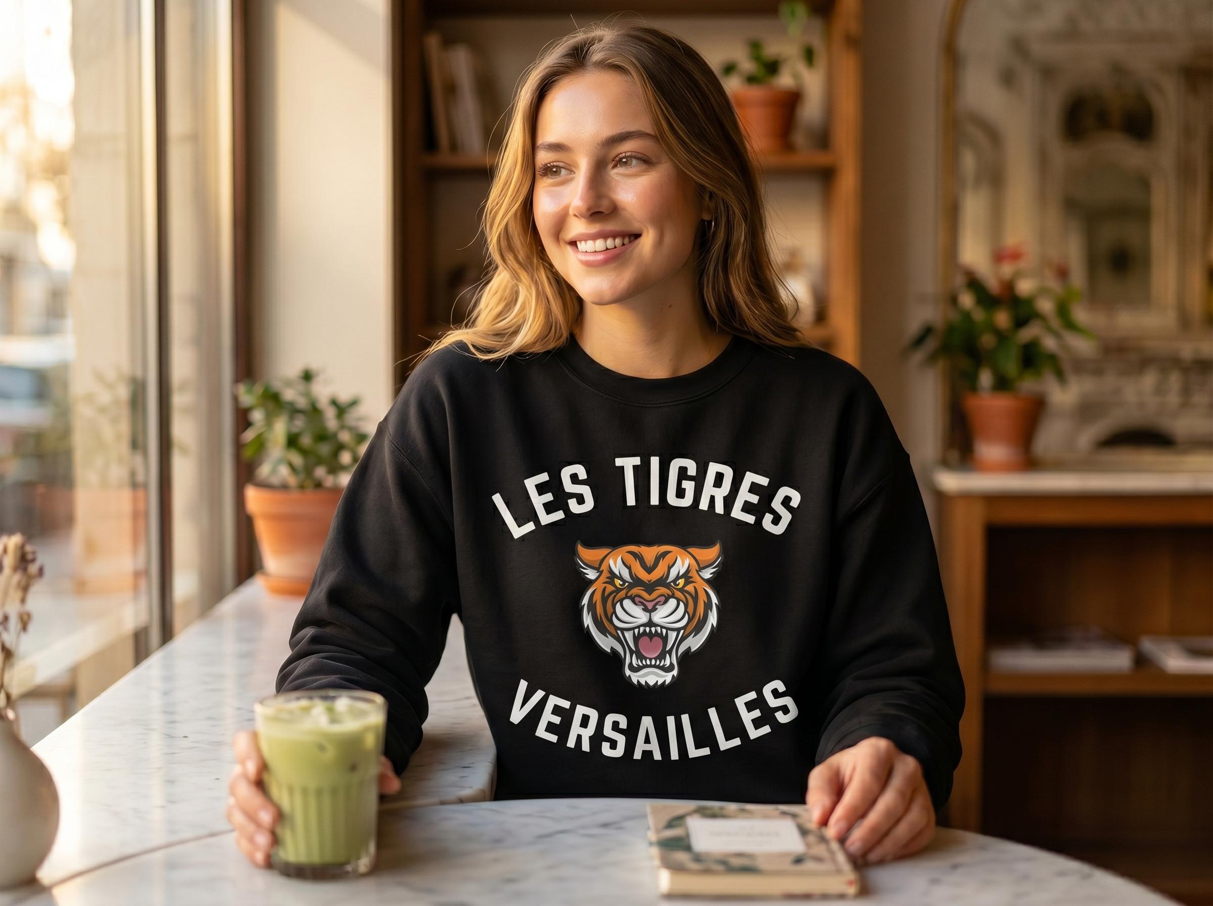 Les Tigres Versailles Sweatshirt, Trendy Tiger Crewneck, Vintage