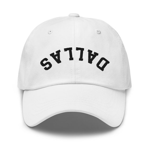 Upside Down Dallas Dad Hat, Inverted Dallas Embroidered Hat 