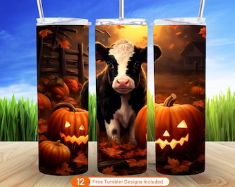 3D Halloween Vaars Pompoenen Tumbler Warp 20oz Skinny Tumbler Sublimatie Ontwerp Digitale Download PNG Spooky Halloween Tumbler Warp