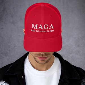 MAGA Make The Asshole Go Away Trucker Cap, Anti Trump Embroidered Hat image 6